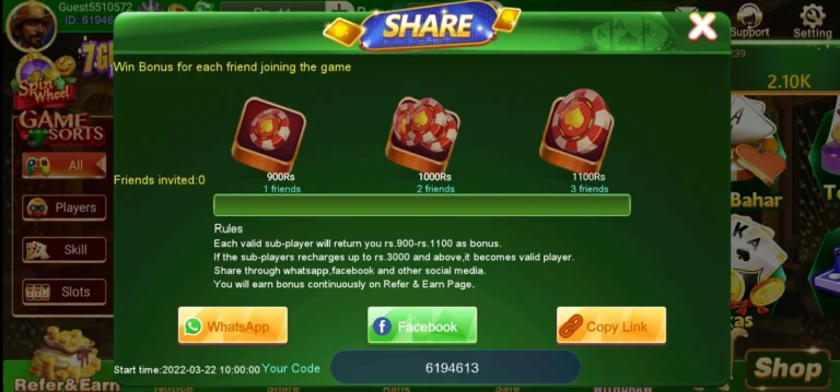 Where to Find 3 Patti Crown Referral Link